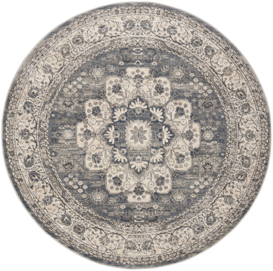 Nourison Quarry 4' x Round Grey/Ivory Vintage Indoor Rug