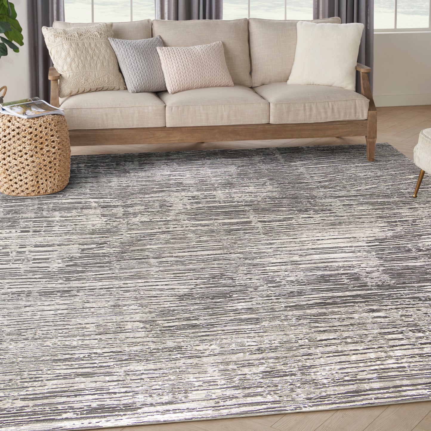 Nourison Sustainable Trends 7'10" x 9'10" Ivory Grey Modern Indoor Rug