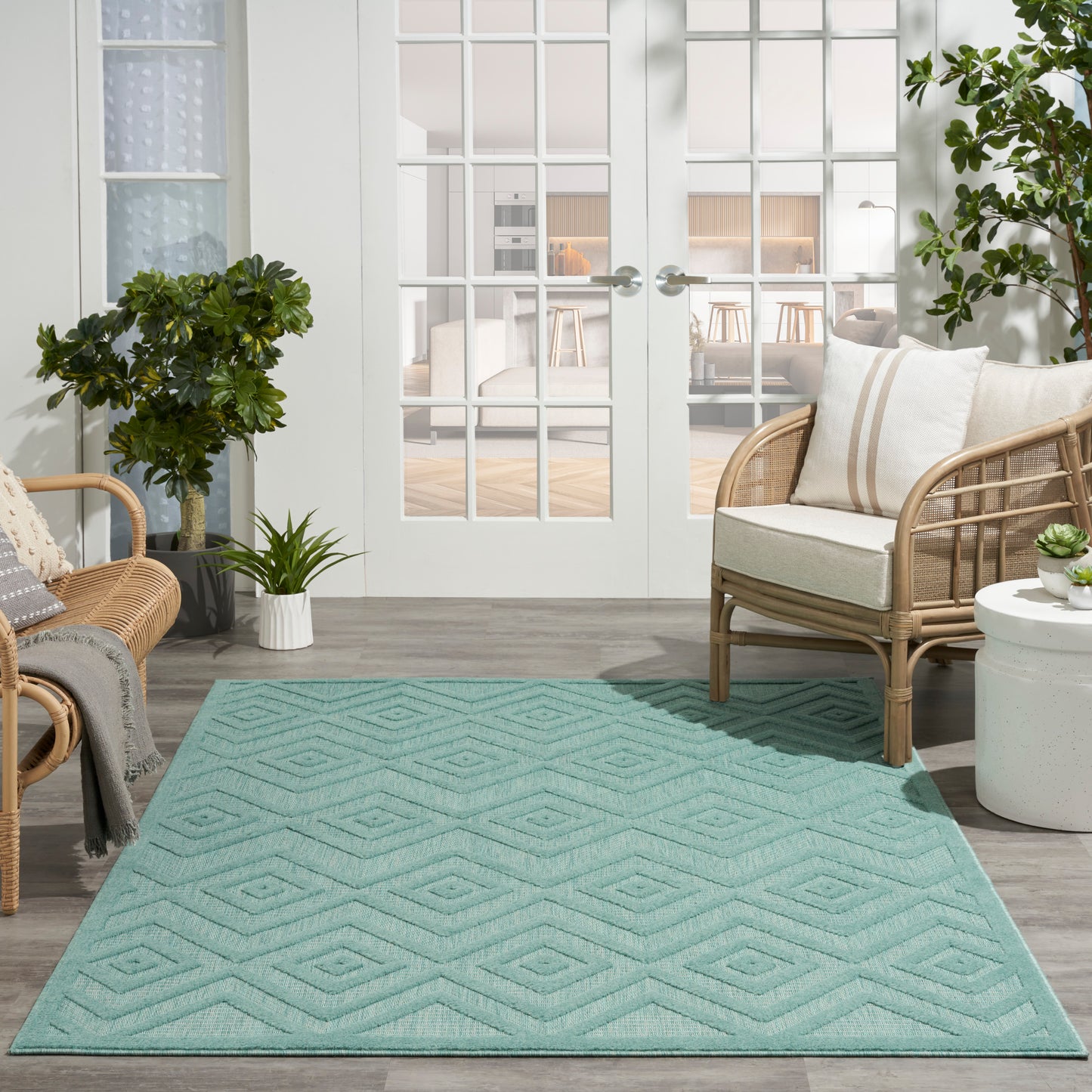 Nourison Versatile 6' x 9' Aqua Teal Modern Rug