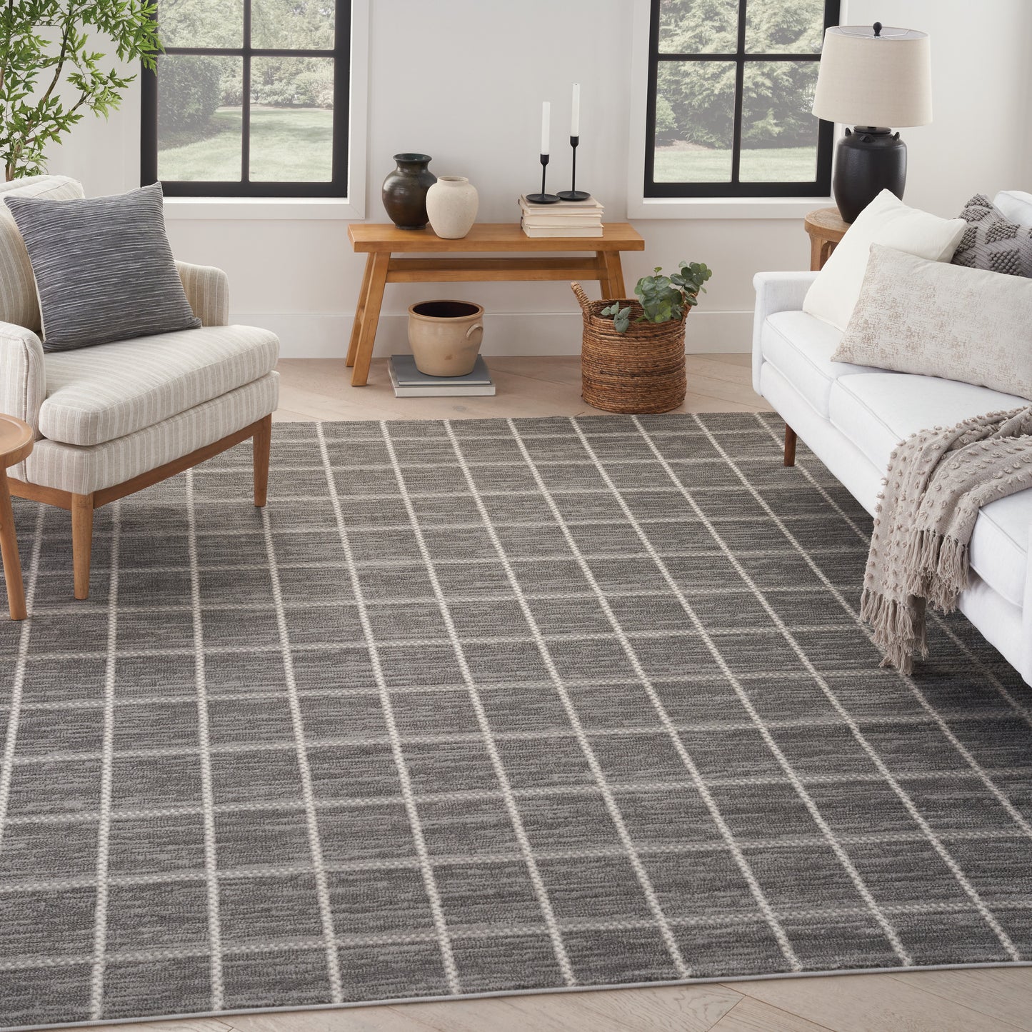 Nourison Serenity Home 7'10" x 9'10" Grey Ivory Modern Indoor Rug