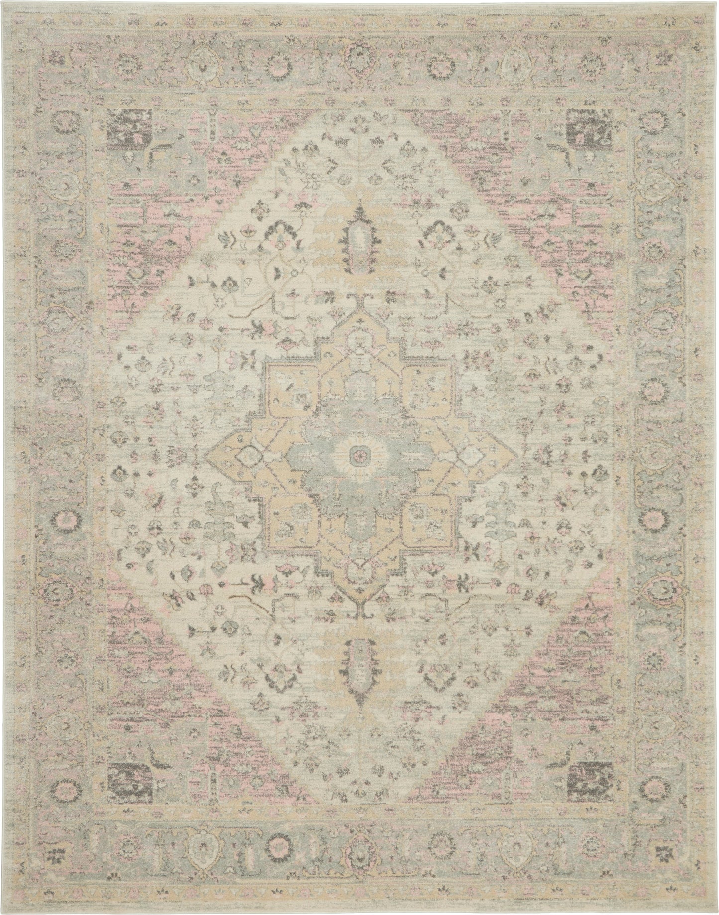 Nourison Tranquil 8'10" x 11'10" Ivory/Pink Vintage Indoor Rug