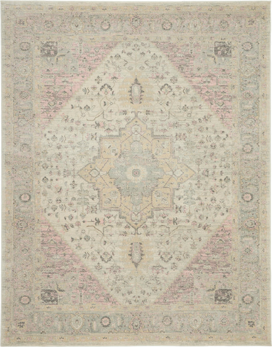 Nourison Tranquil 8'10" x 11'10" Ivory/Pink Vintage Indoor Rug