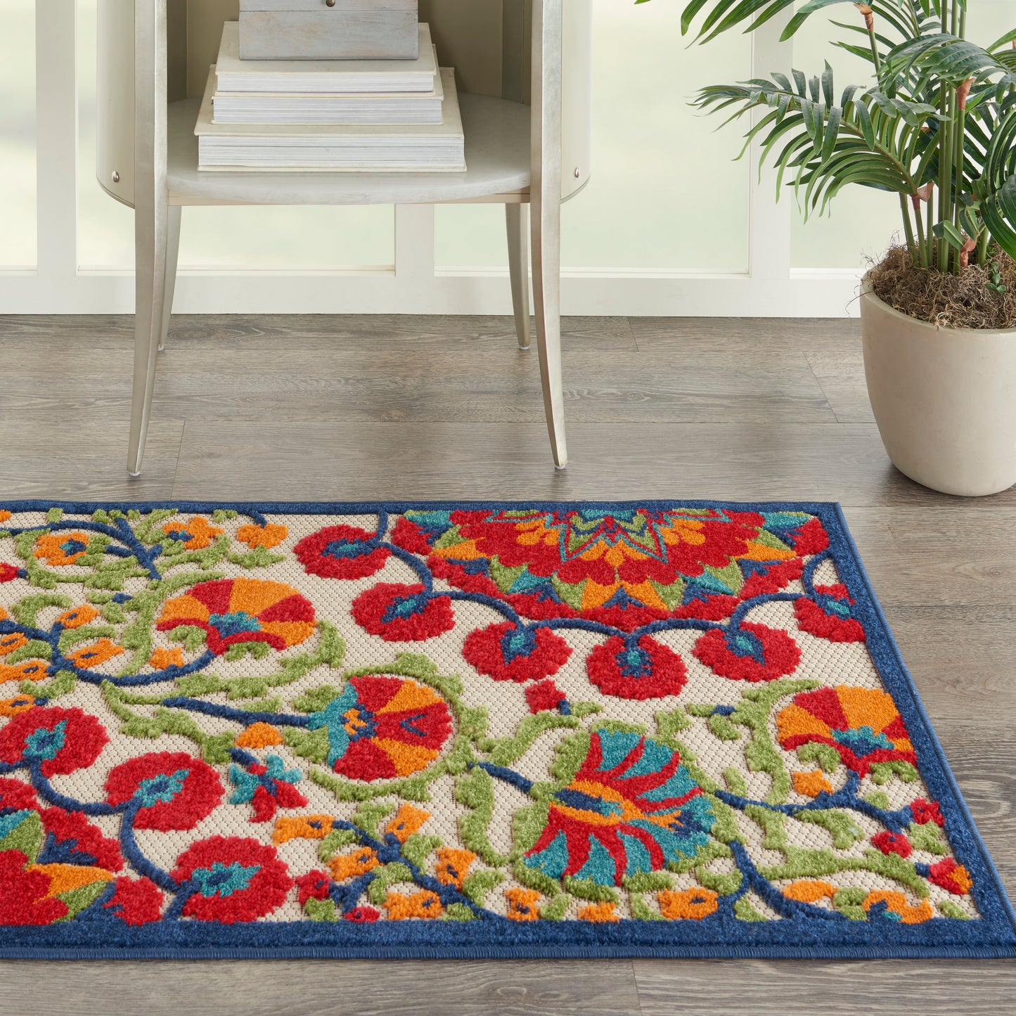 Nourison Aloha 2'8" x 4' Red Multicolor Transitional Rug