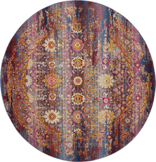 Nourison Vintage Kashan 6' x Round Red/Multicolor Vintage Indoor Rug