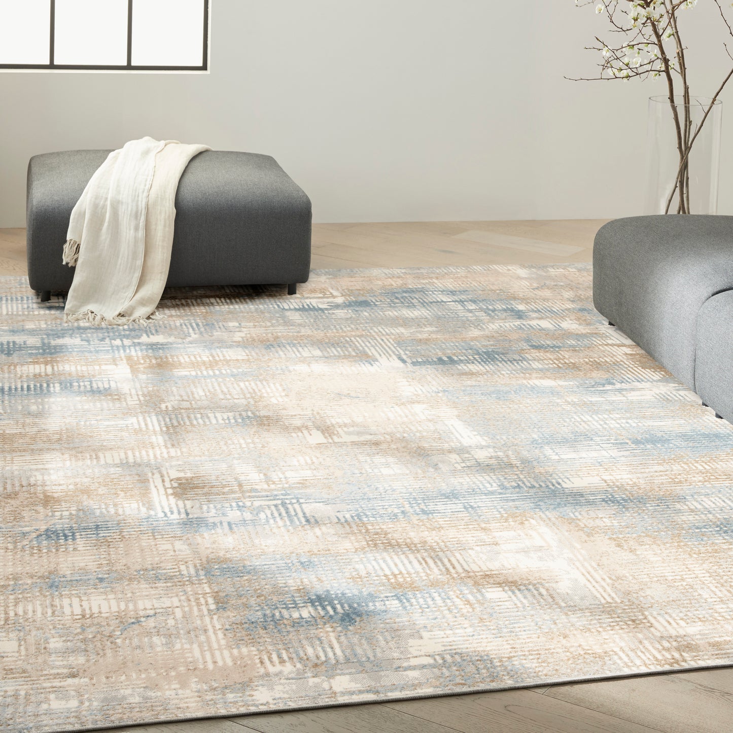 Calvin Klein CK950 Rush 10' x 14' Blue Beige Modern Indoor Rug