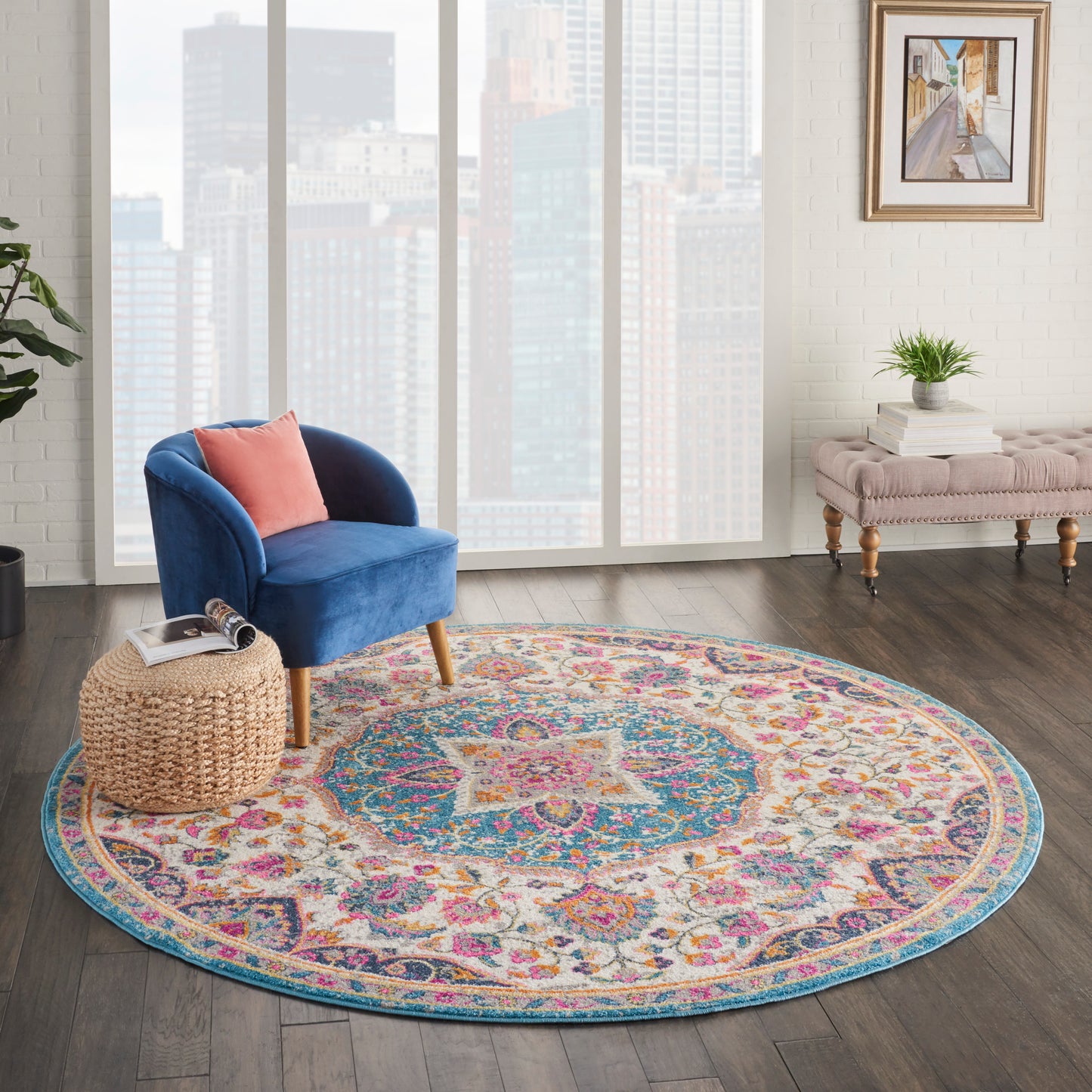 Nourison Passion 8' x Round Ivory/Multi Transitional Indoor Rug