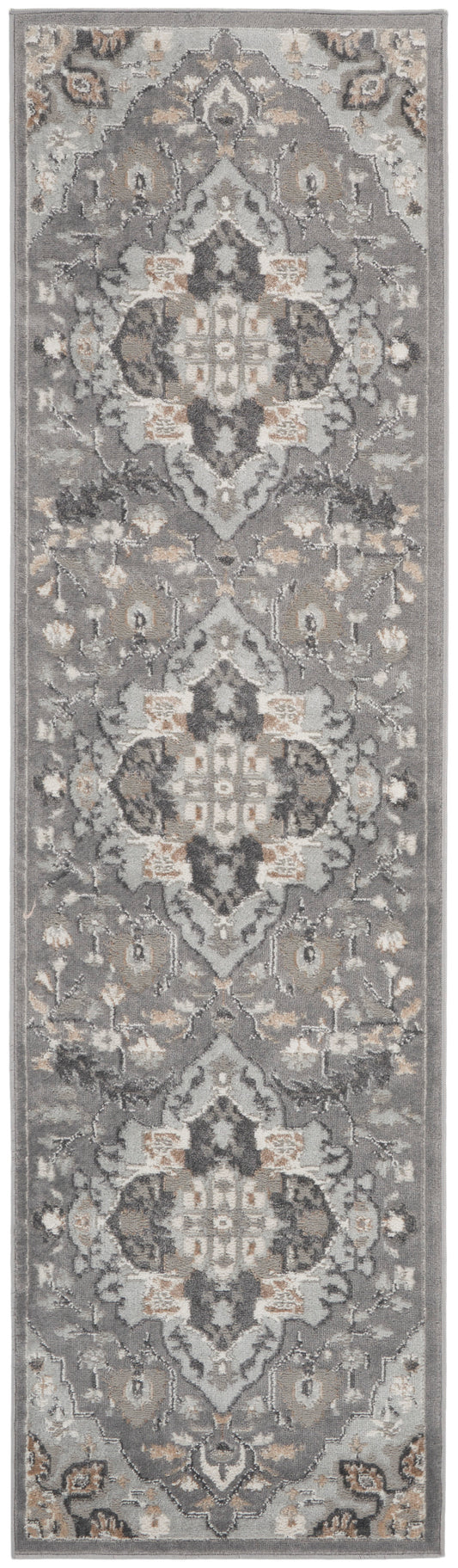 Nourison Elation 2'2" x 12' Grey Transitional Indoor Rug