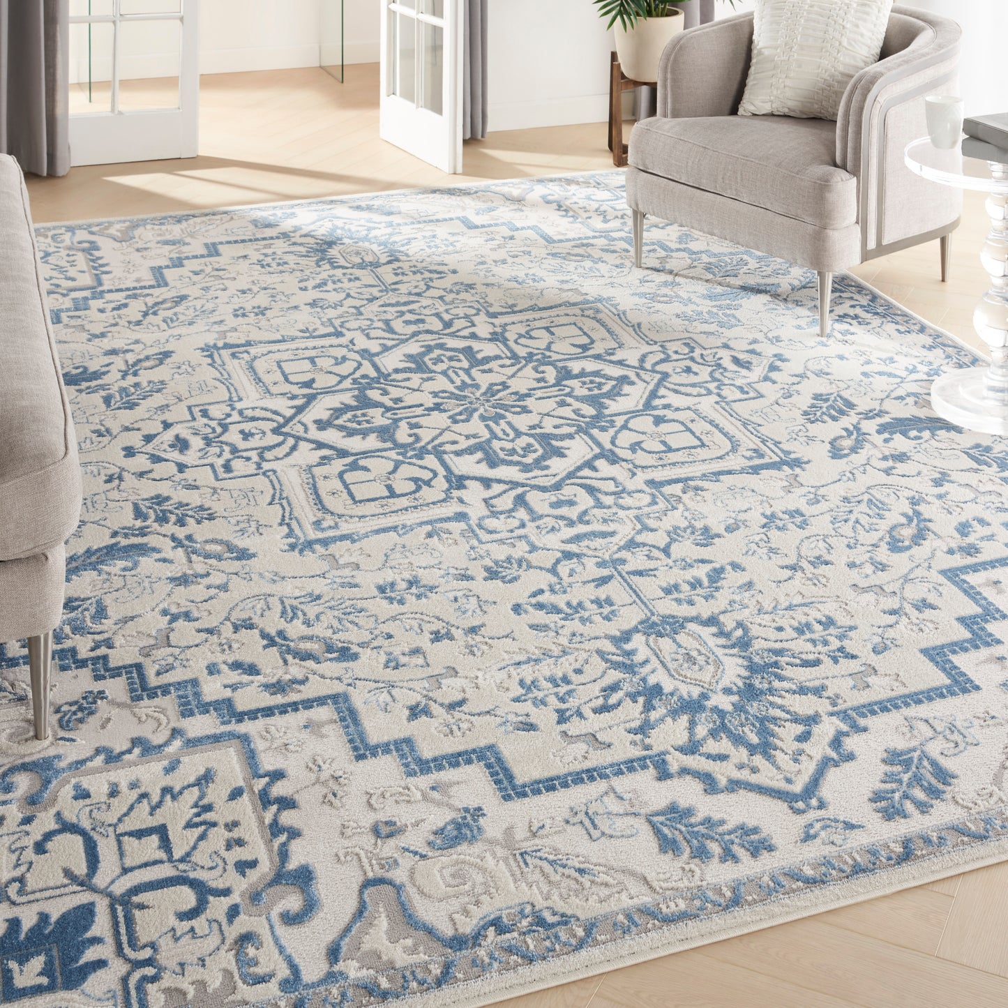 Nourison Elation 9' x 12' Ivory Blue Bohemian Indoor Rug