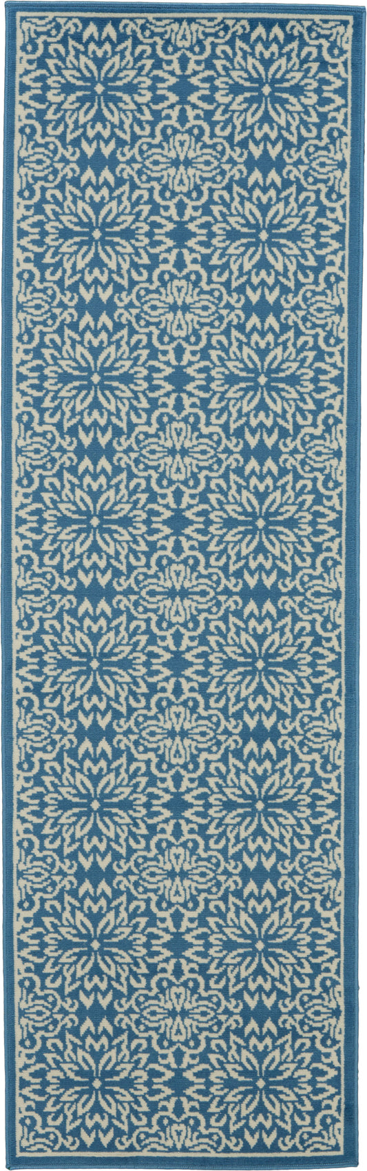 Nourison Jubilant 2'3" x 7'3" Ivory Blue Farmhouse Indoor Rug