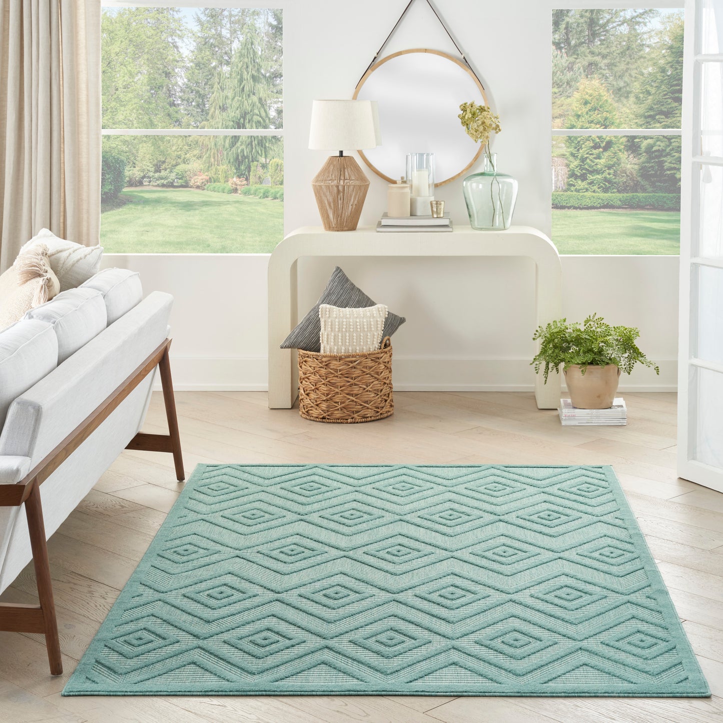 Nourison Versatile 5' x 7' Aqua Teal Modern Rug