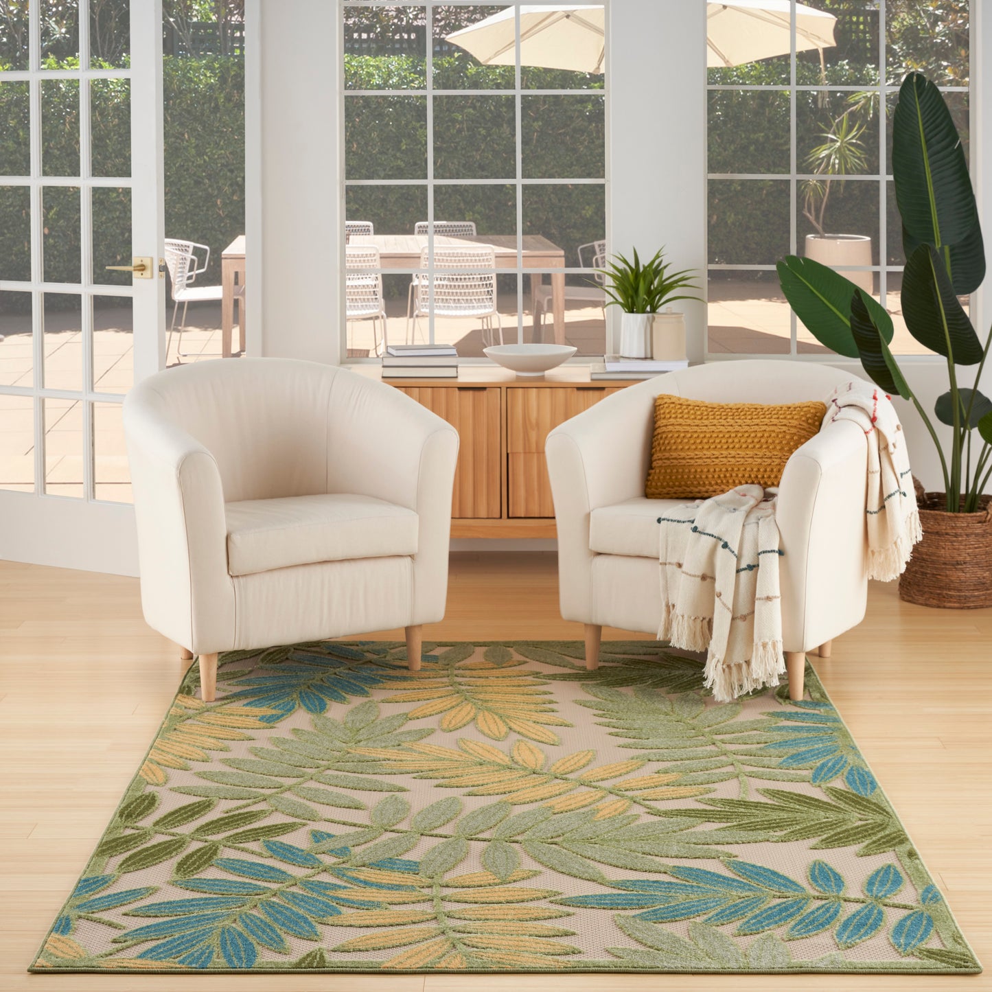 Nourison Aloha 3'6" x 5'6" Green Multicolor Outdoor Rug