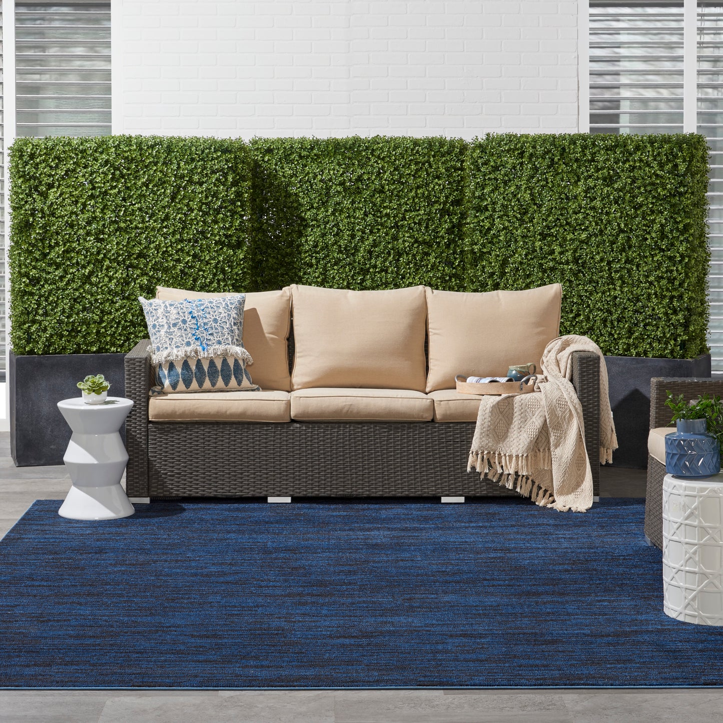 Nourison Nourison Essentials 9' x Square Midnight Blue Outdoor Rug