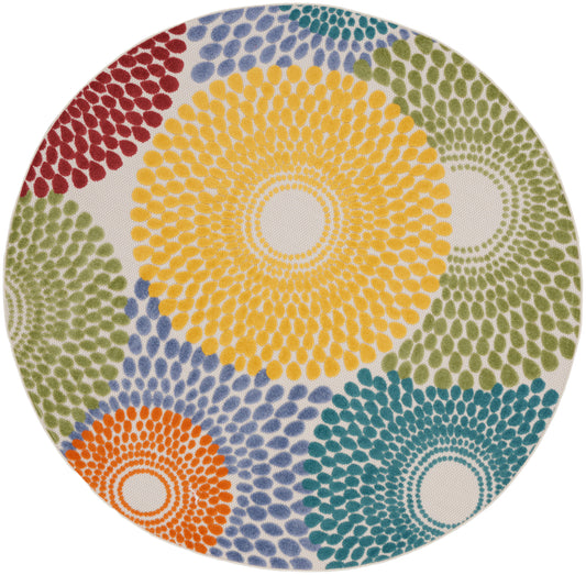 Nourison Aloha 7'10" x Round Multicolor Modern Rug