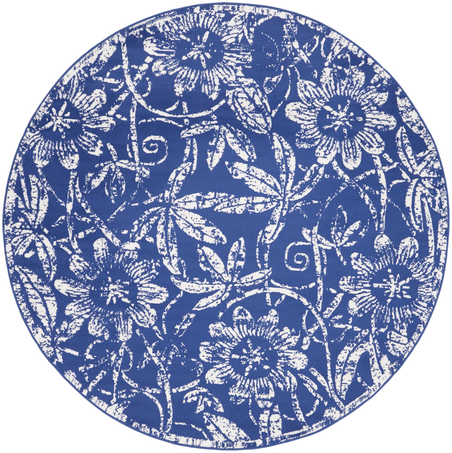 Nourison Whimsicle 8' x Round Navy Farmhouse Indoor Rug