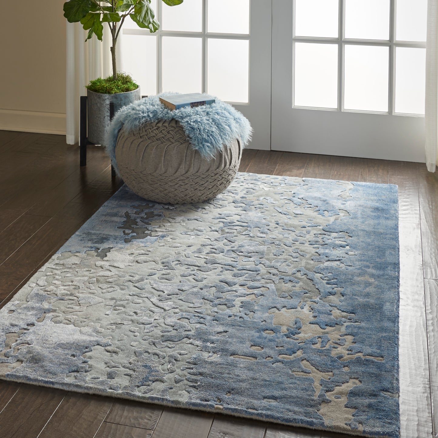 Nourison Prismatic 3'9" x 5'9" Denim Modern Indoor Rug