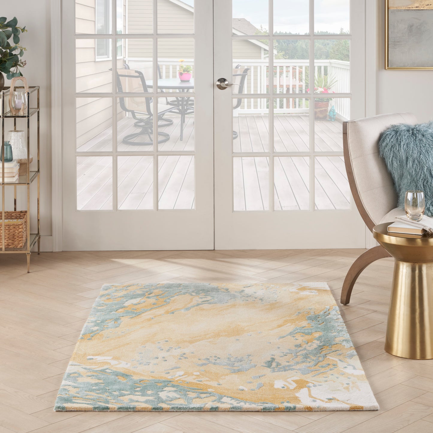 Nourison Prismatic 3'9" x 5'9" Sand Blue Modern Indoor Rug