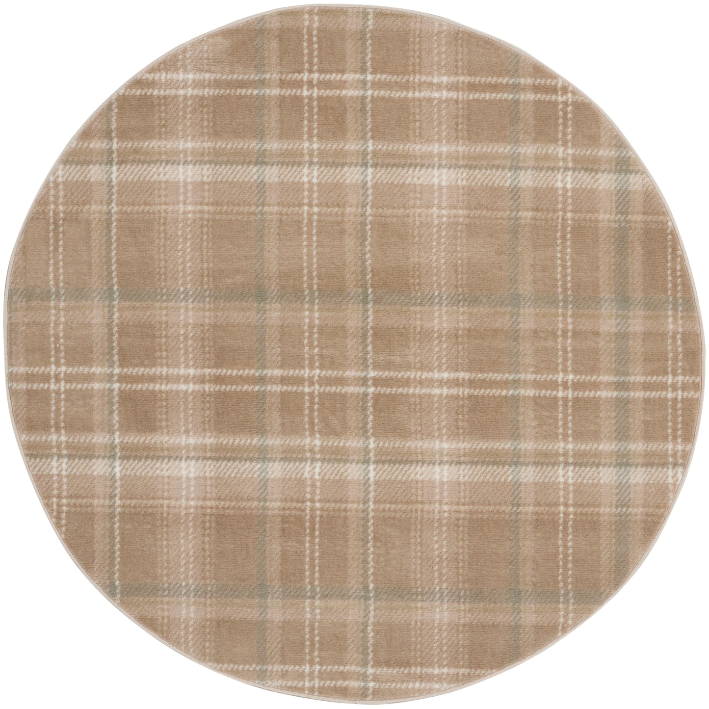 Nourison Grafix 5'3" x Round Taupe Farmhouse Indoor Rug