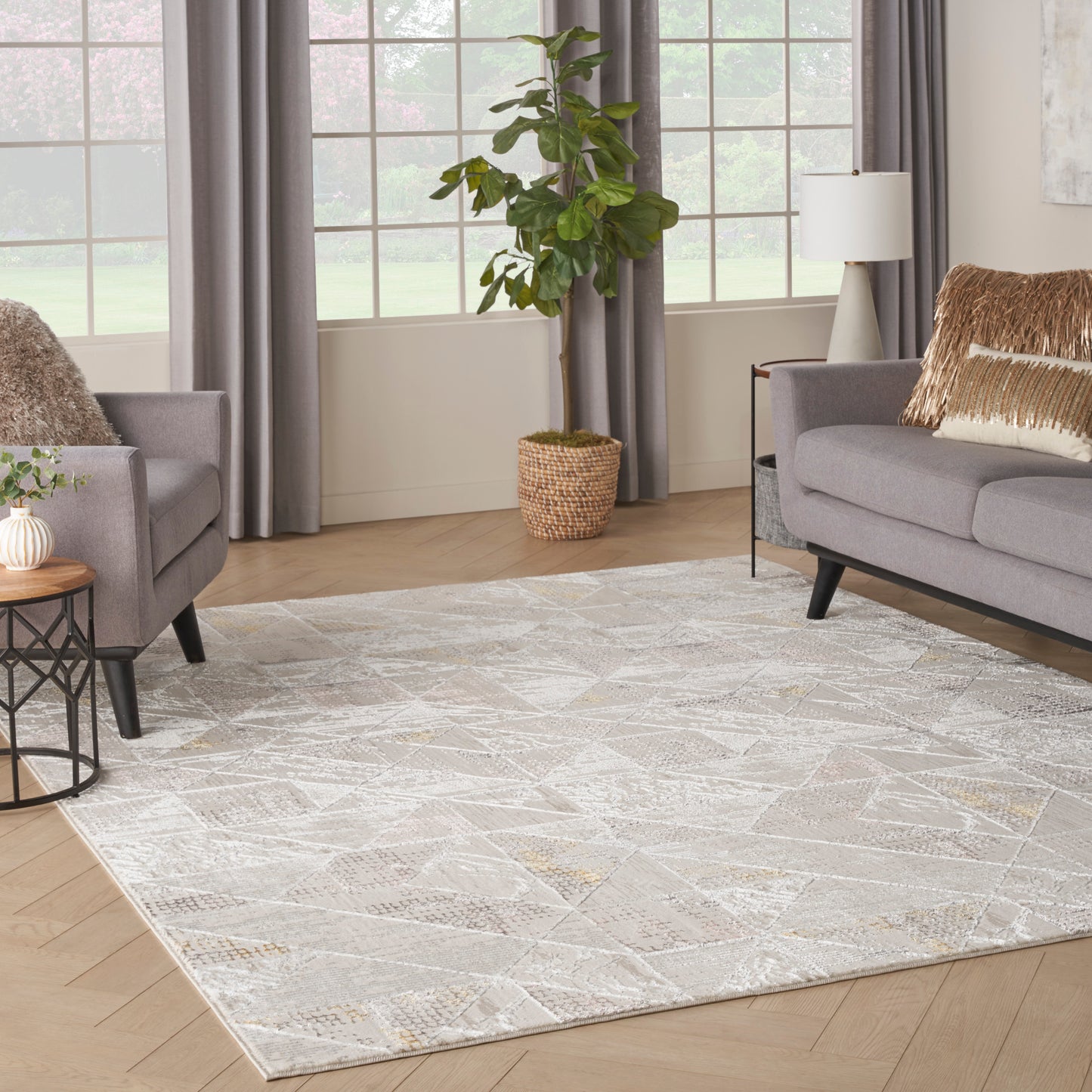 Nourison Glitz 9' x 12' Ivory/Multi Contemporary Indoor Rug