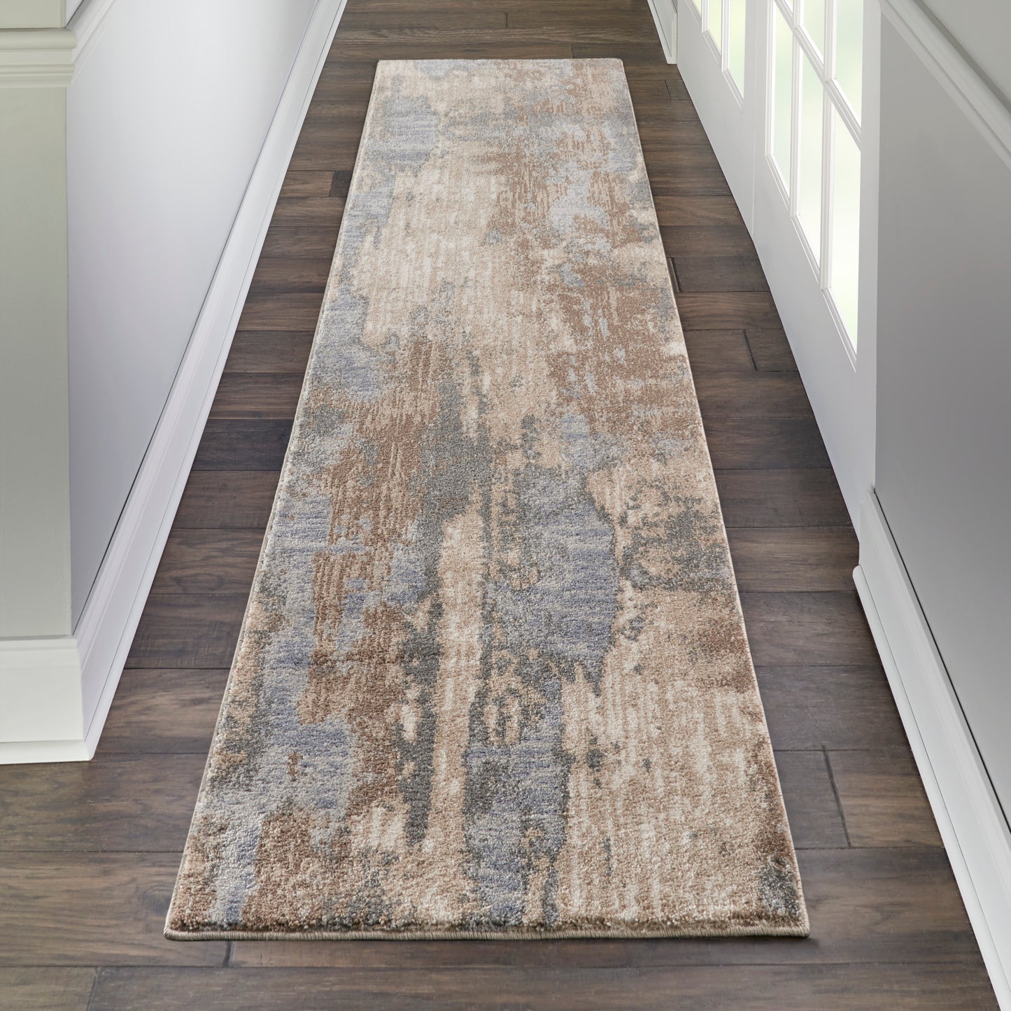 Nourison Moroccan Celebration 2'2" x 7'6" Grey/Beige Modern Indoor Rug