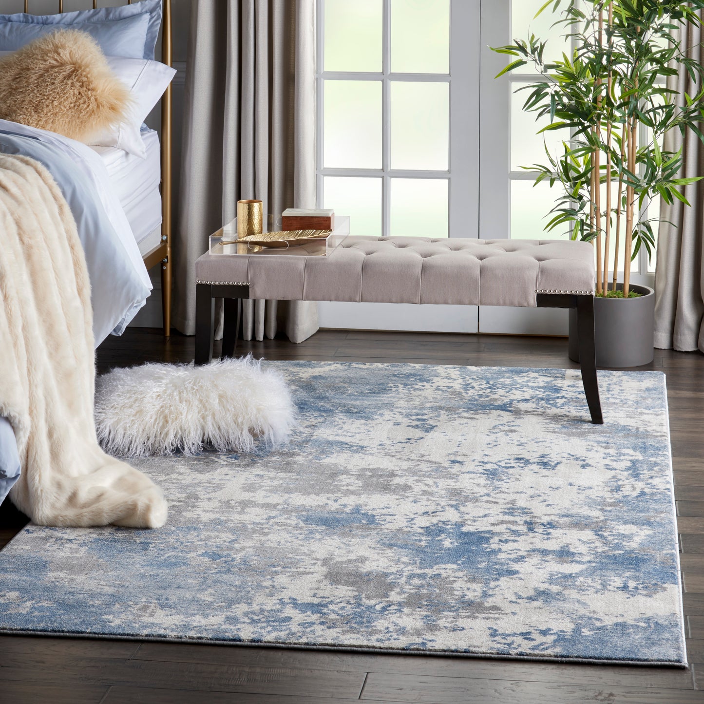 Nourison Rustic Textures 5'3" x 7'3" Grey/Blue Modern Indoor Rug