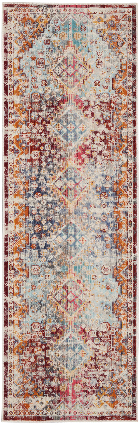 Nourison Vintage Kashan 2' x 6' Multicolor Vintage Indoor Rug