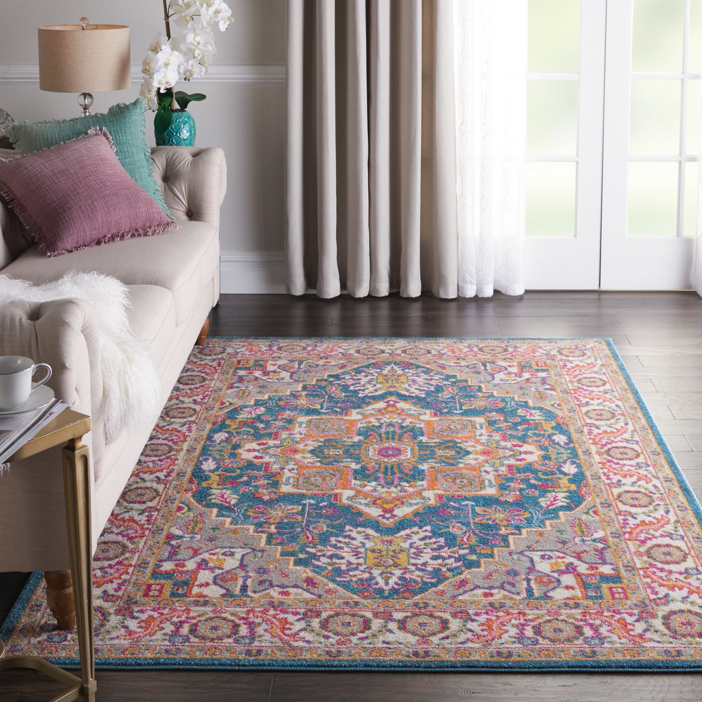 Nourison Passion 3'9" x 5'9" Teal Multicolor Bohemian Indoor Rug