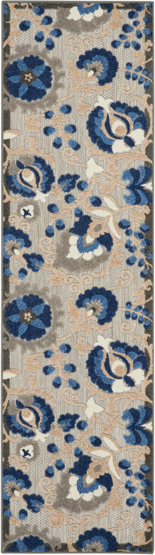 Nourison Aloha 2' x 6' Natural Blue Farmhouse Rug