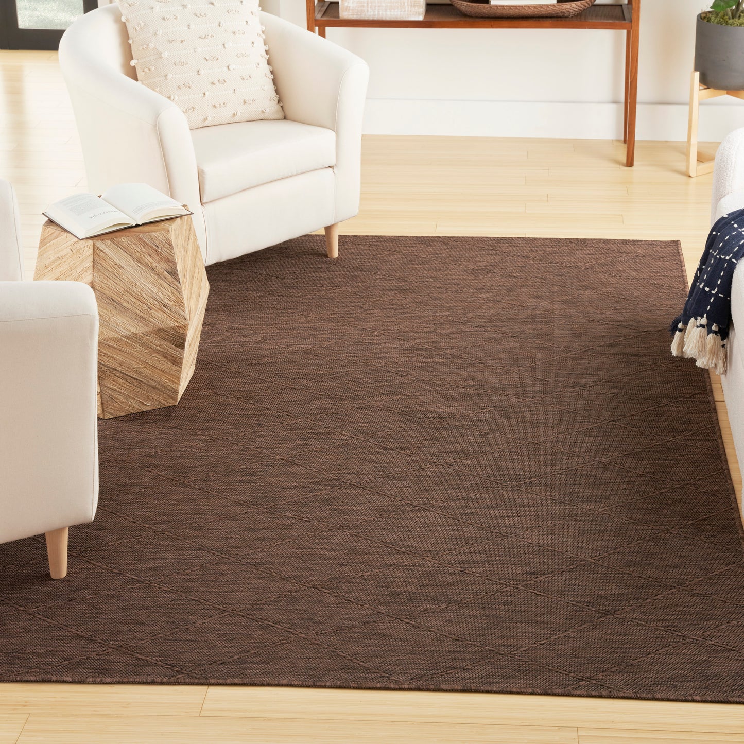 Nourison Washable Solutions 4' x 6' Mocha Modern Rug