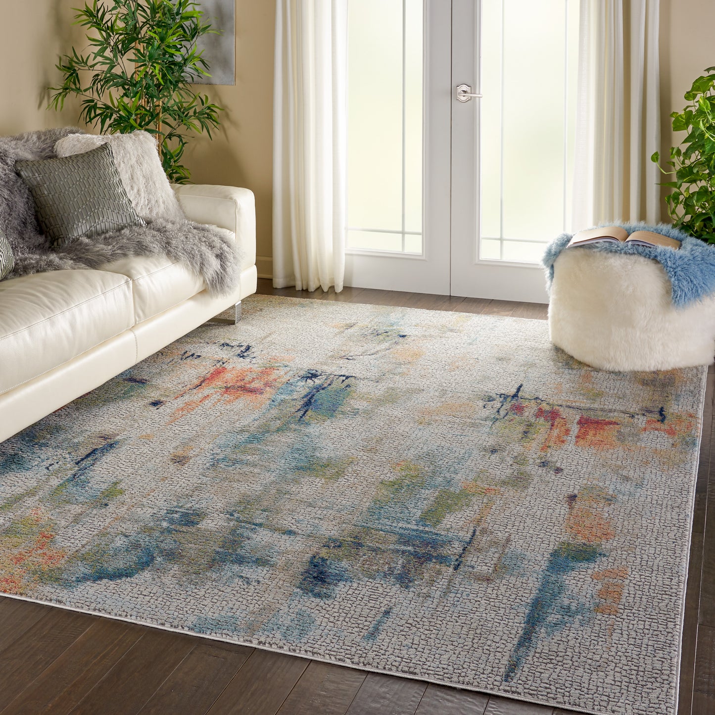 Nourison Ankara Global 8'10" x 11'10" Ivory Multicolor Modern Indoor Rug