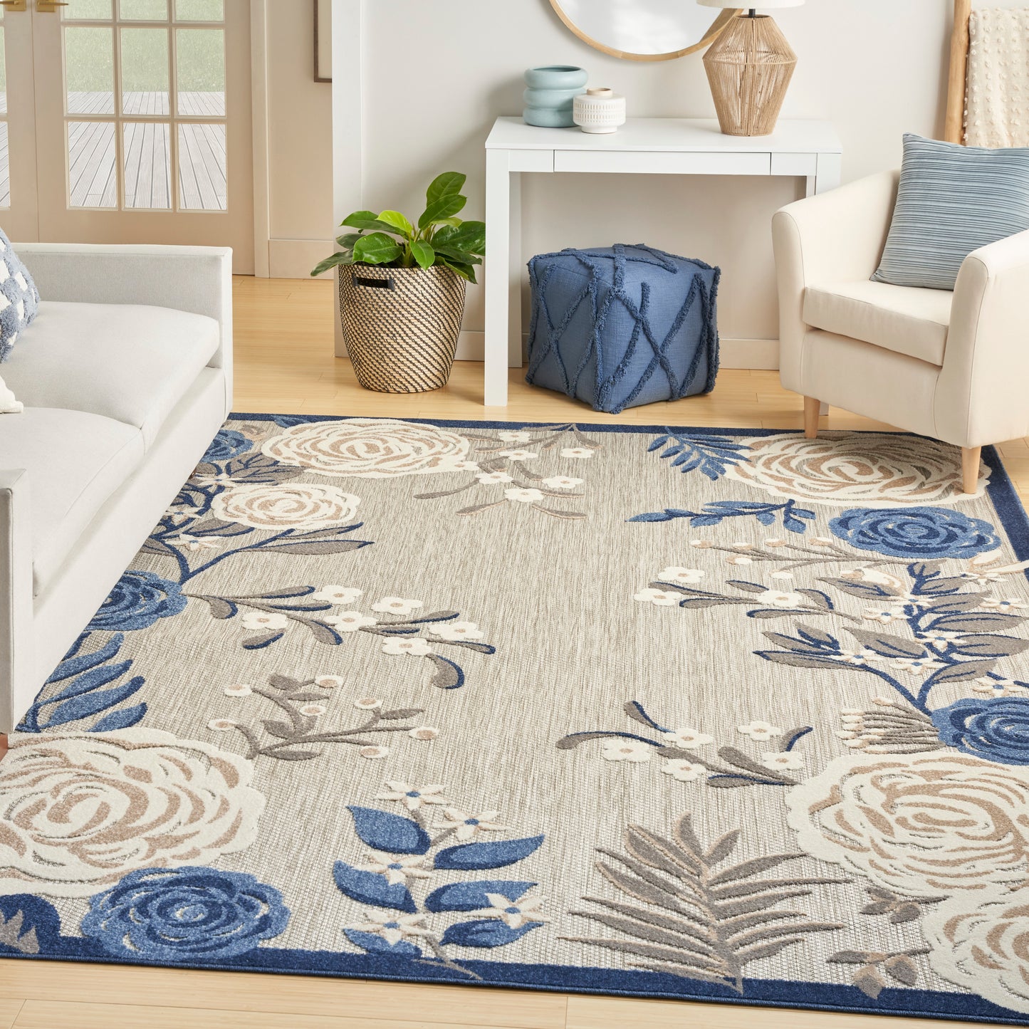 Nourison Aloha 7'10" x 10'6" Blue Grey Contemporary Rug