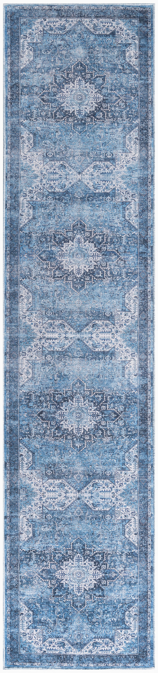 Nourison Nourison Washables 2'2" x 10' Blue Vintage Indoor Rug