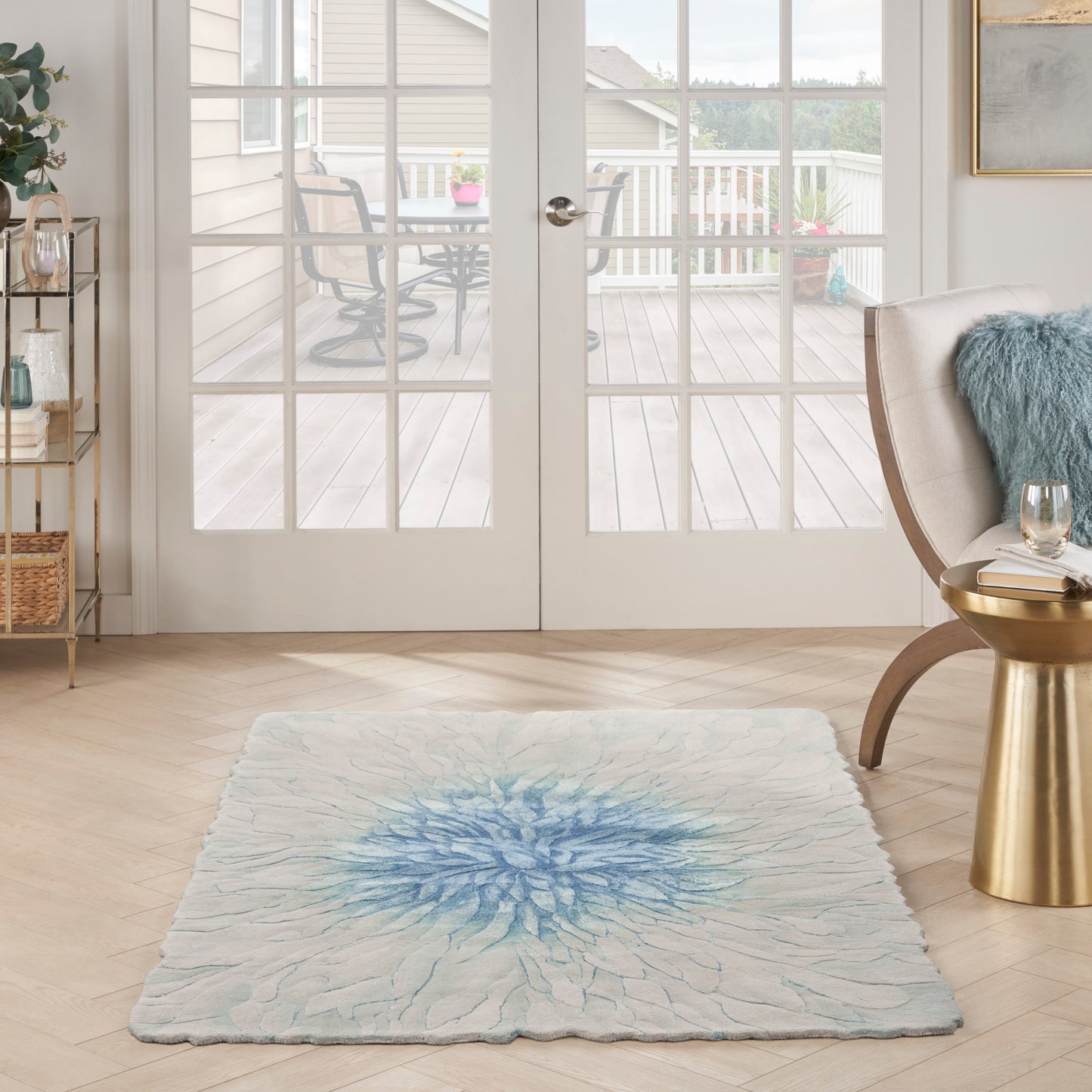 Nourison Prismatic 3'9" x 5'9" Blue Modern Indoor Rug