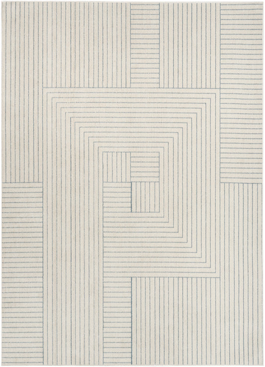 Nourison Washable Decor 5'3" x 7' Cream Blue Modern Indoor Rug