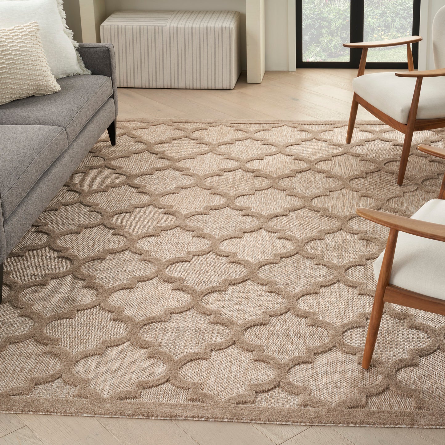 Nourison Easy Care 7' x 10' Natural Beige Modern Rug