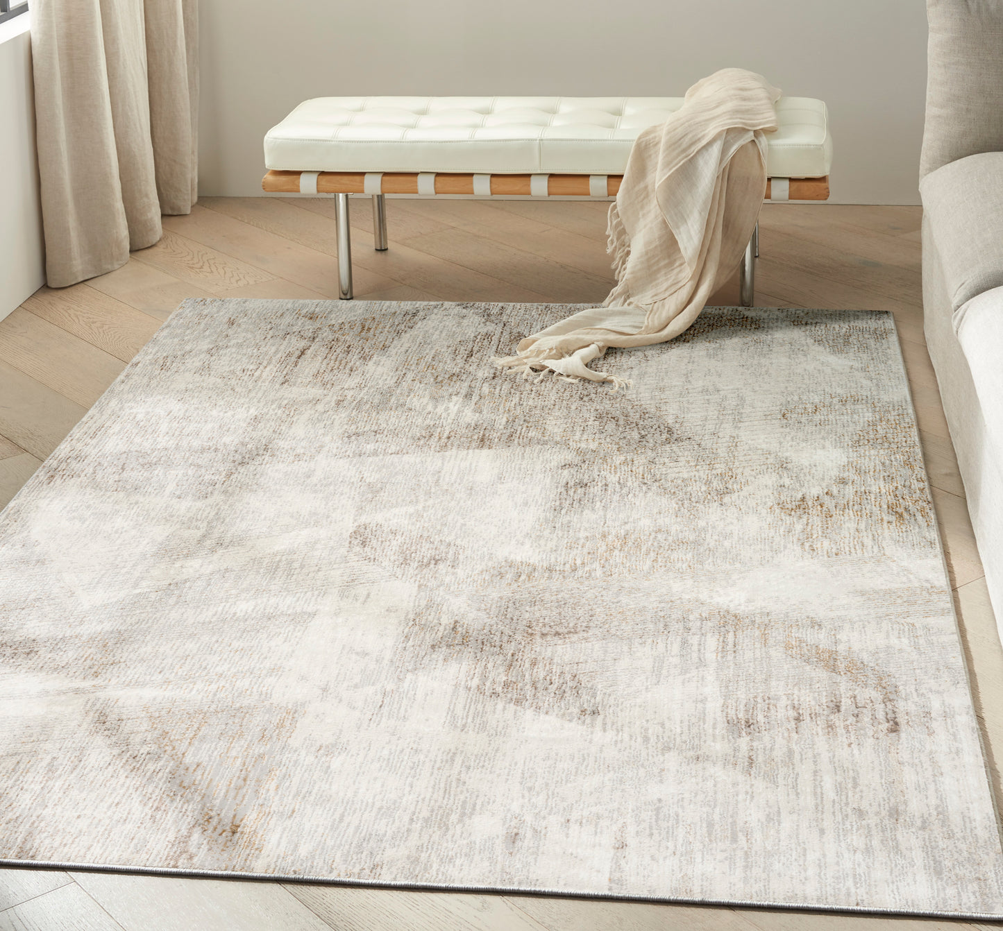 Calvin Klein CK073 Compass 3'11" x 5'11" Ivory Multicolor Modern Indoor Rug