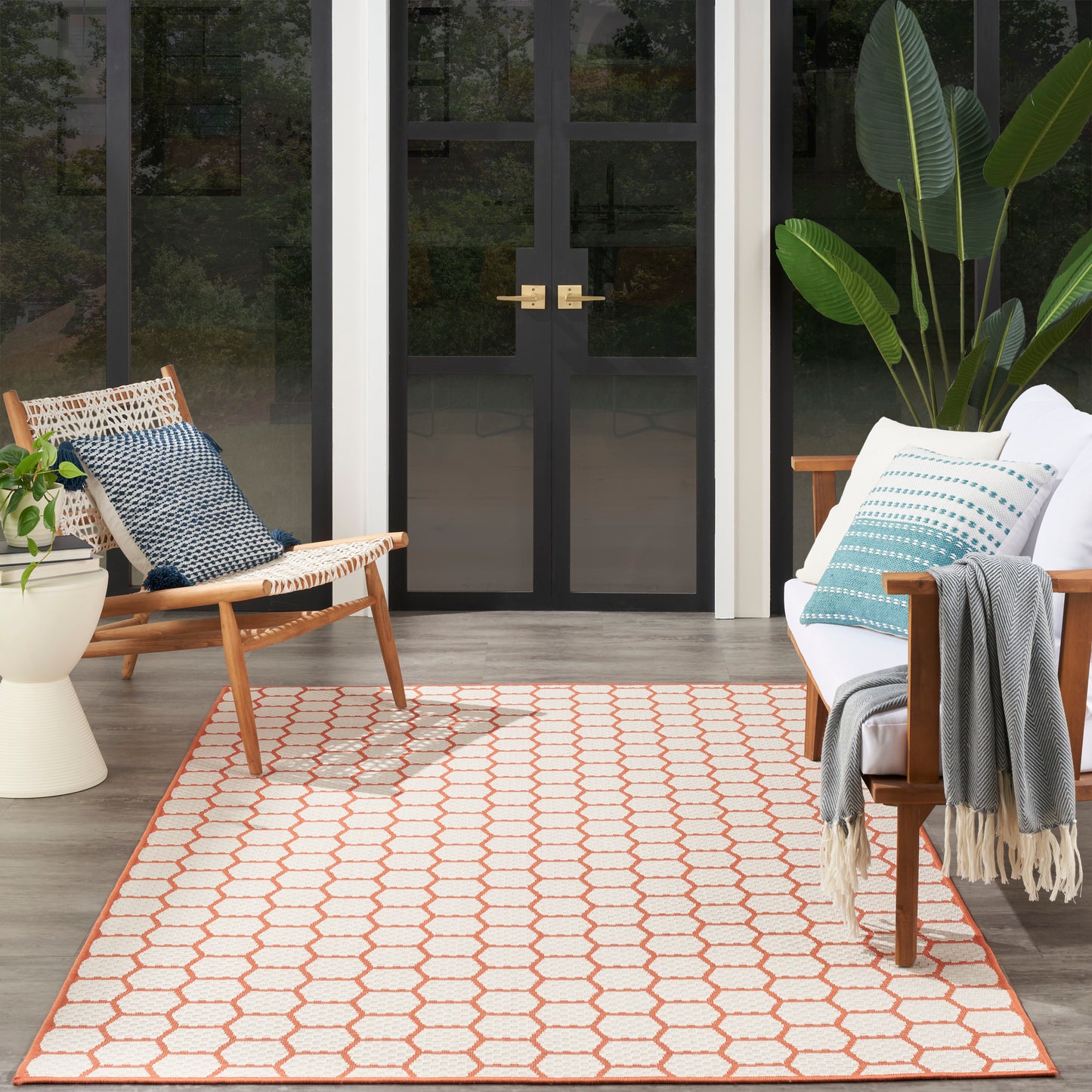 Nourison Twist Reversible 4' x 6' Coral Modern Rug