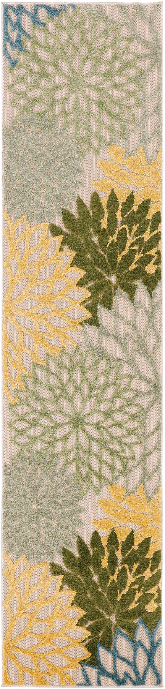 Nourison Aloha 2'3" x 8' Green Multicolor Tropical Rug