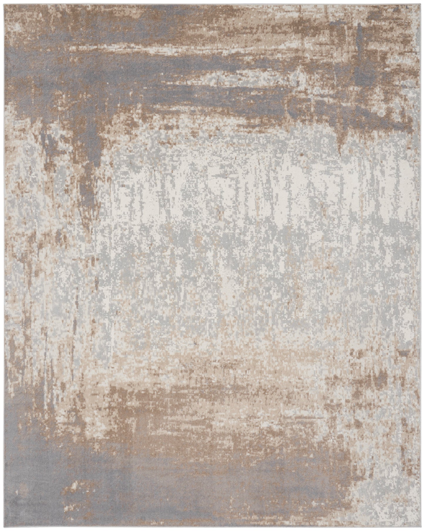 Nourison Elation 7'10" x 9'10" Grey Ivory Modern Indoor Rug