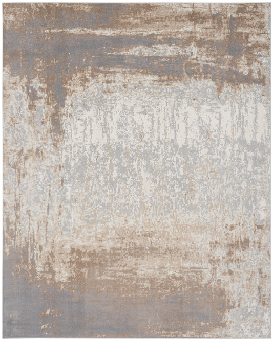 Nourison Elation 7'10" x 9'10" Grey Ivory Modern Indoor Rug