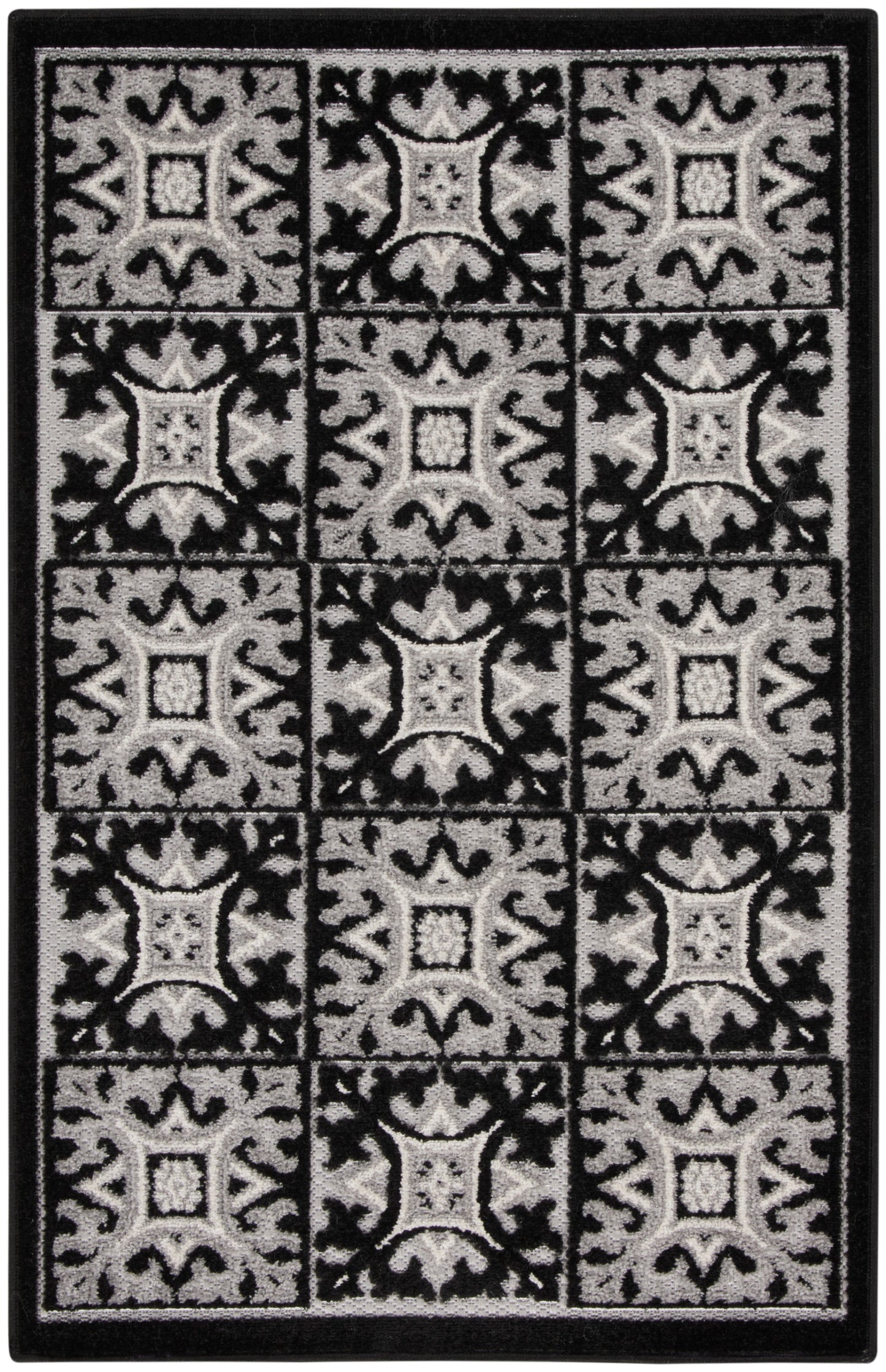 Nourison Aloha 2'8" x 4' Black White Contemporary Rug