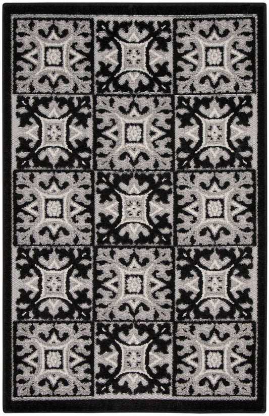 Nourison Aloha 2'8" x 4' Black White Contemporary Rug