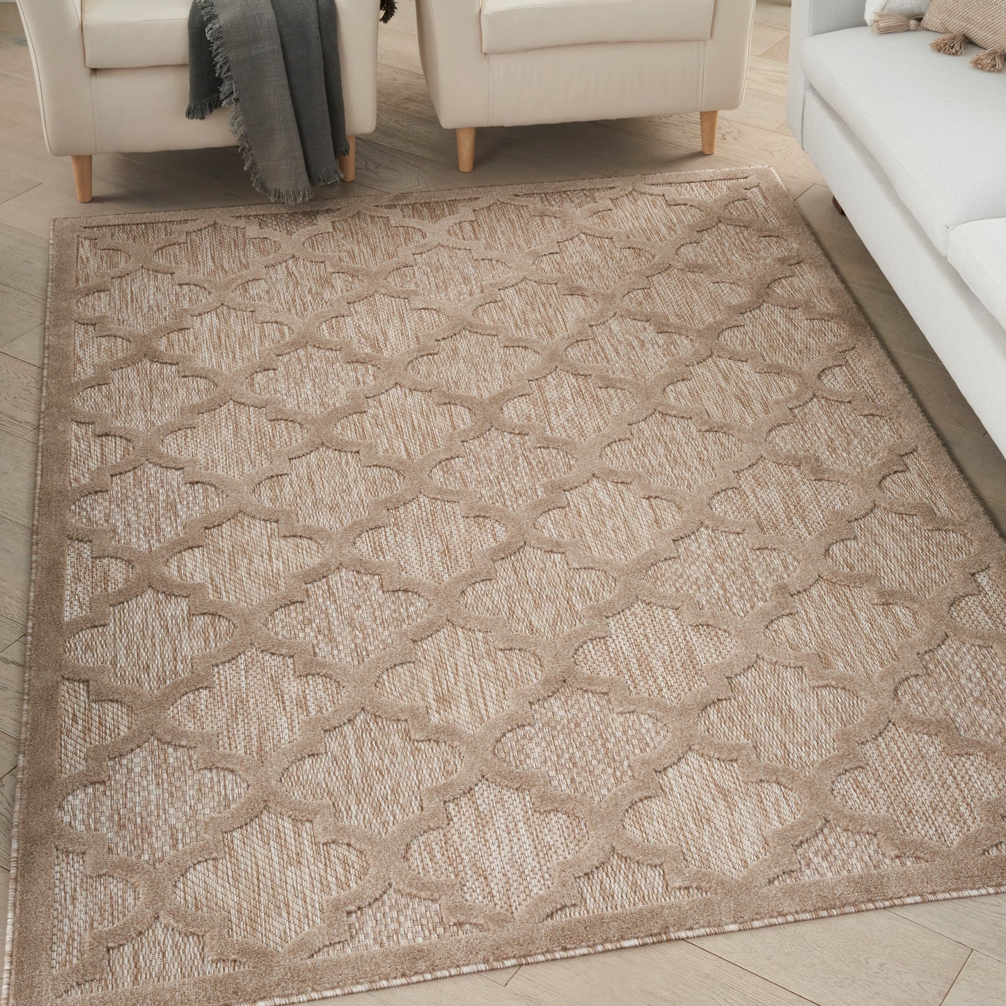 Nourison Easy Care 6' x 9' Natural Beige Modern Rug