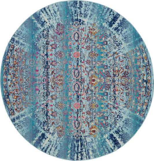 Nourison Vintage Kashan 6' x Round Blue Vintage Indoor Rug