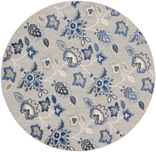 Nourison Aloha 7'10" x Round Blue Grey Contemporary Rug