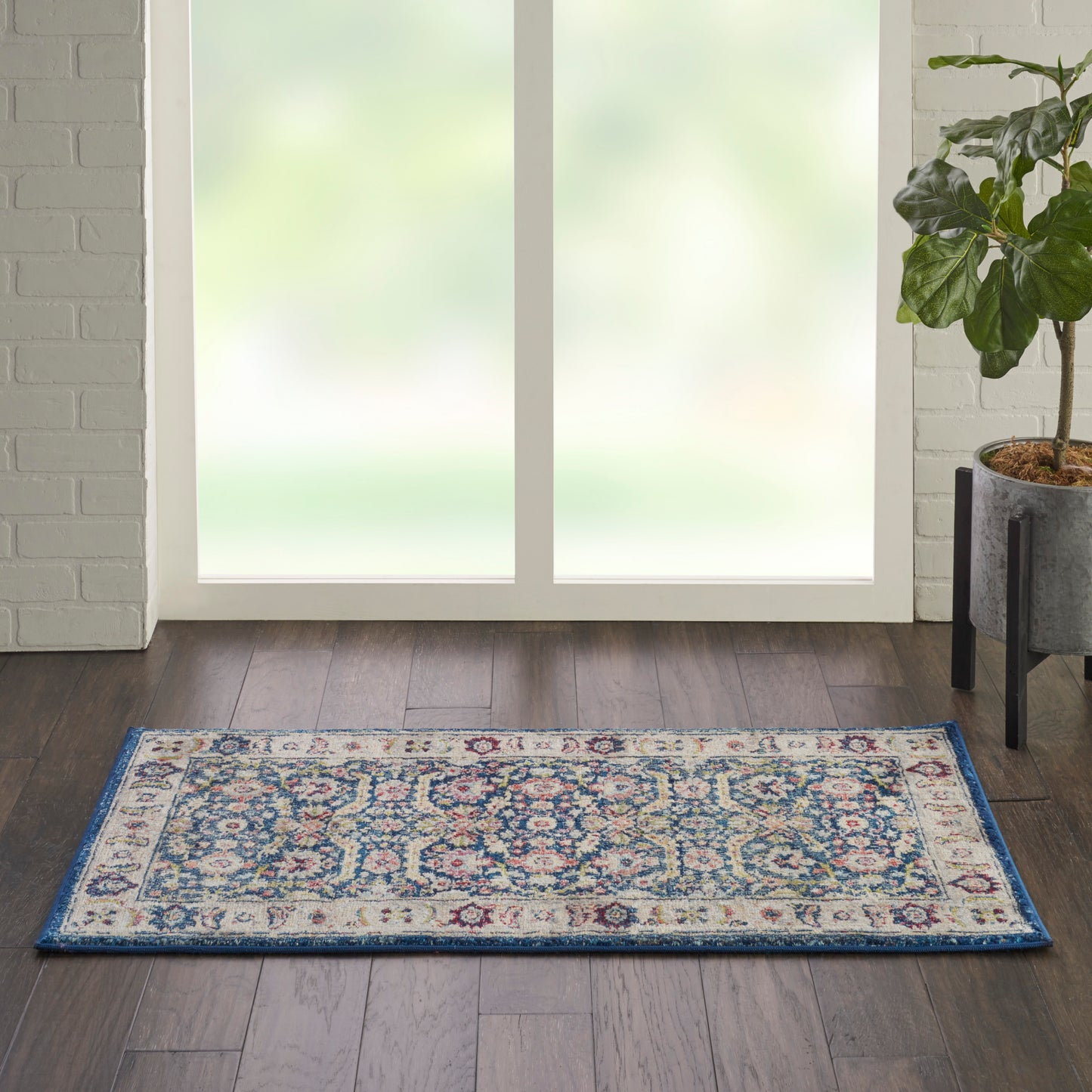 Nourison Ankara Global 2' x 4' Navy Multicolor Traditional Indoor Rug