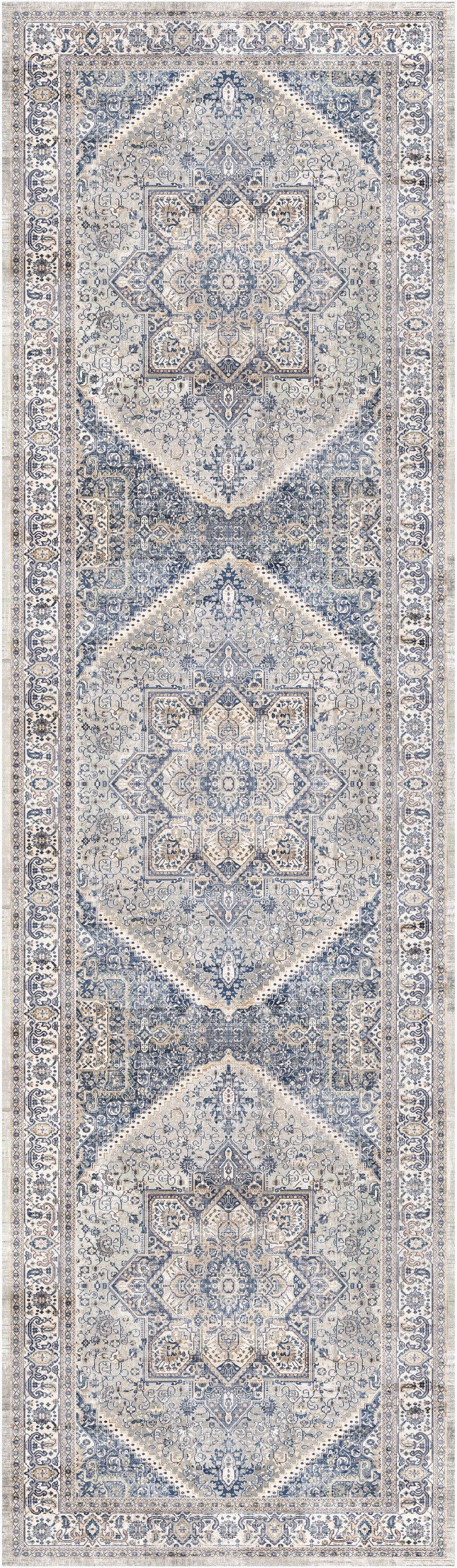 Nourison Vintage Home 2'2" x 7'6" Beige Blue Bohemian Indoor Rug