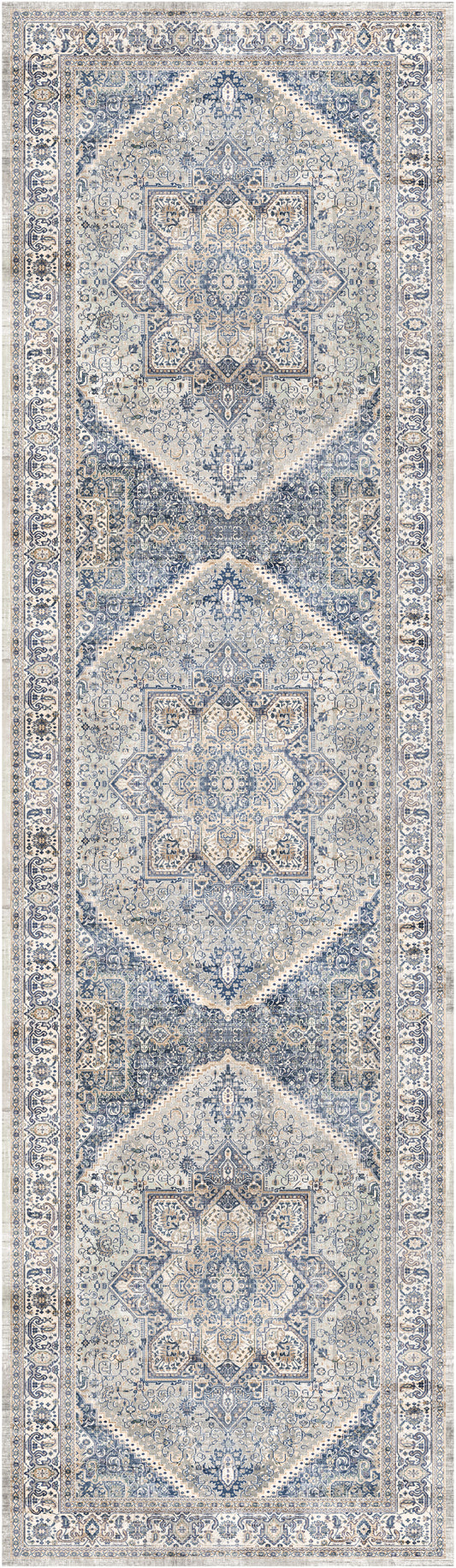 Nourison Vintage Home 2'2" x 7'6" Beige Blue Bohemian Indoor Rug