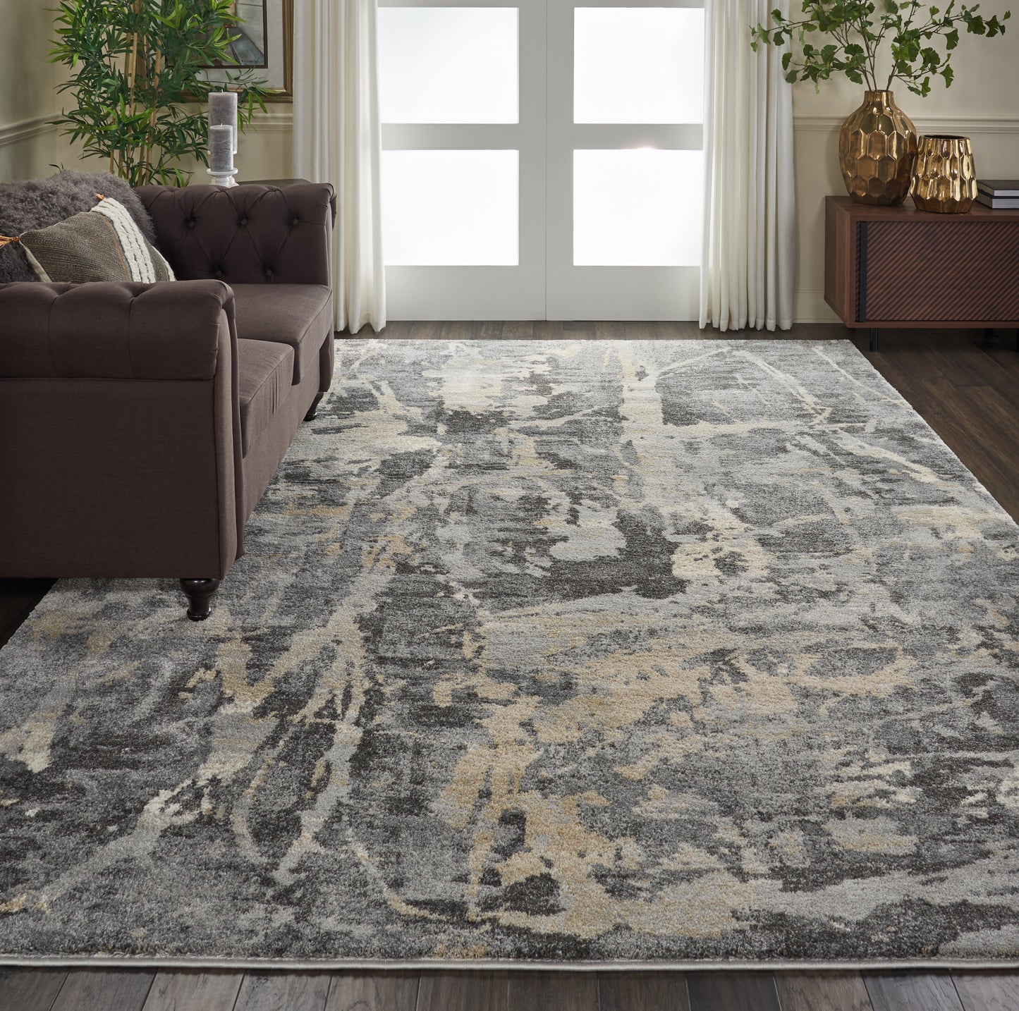 Nourison Fusion 9'6" x 13' Grey Modern Indoor Rug