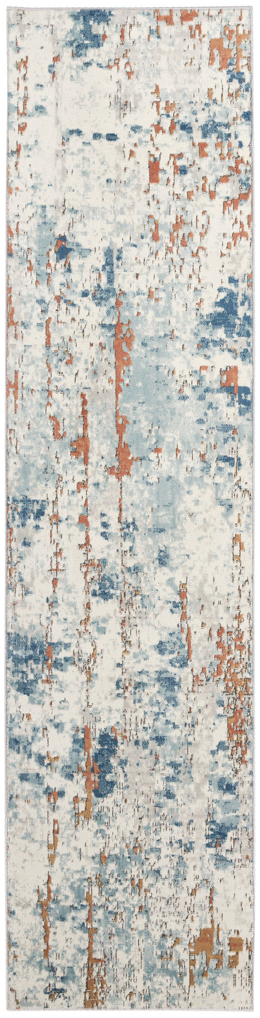 Nourison Quarry 2'2" x 7'6" Beige Blue Rust Modern Indoor Rug