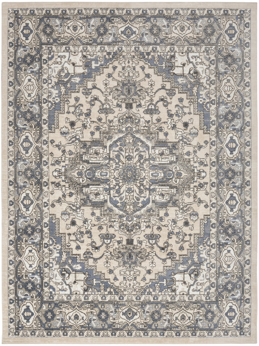 Nourison Quarry 5'3" x 7'3" Ivory Blue Vintage Indoor Rug